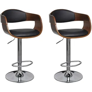 vidaXL Barhocker 2 Stk. Schwarz Bugholz und Kunstleder