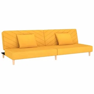 vidaXL Schlafsofa 2-Sitzer mit 2 Kissen Gelb Stoff - Gelb