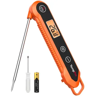 ThermoPro TP03H IPX6 Wasserdicht Fleischthermometer 0.5°C Präzise Grillthermometer 3s Schnelle Reaktion Faltbares Küchenthermometer für BBQ, Braten, Grill und Getränken