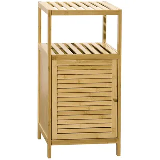 kleankin Badezimmerschrank Badschrank mit offenem Fach, Beistellschrank mit Kippschutz, Aufbewahrungsschrank für Badezimmer, Bambus, Natur, 33 x 35,5 x 67 cm