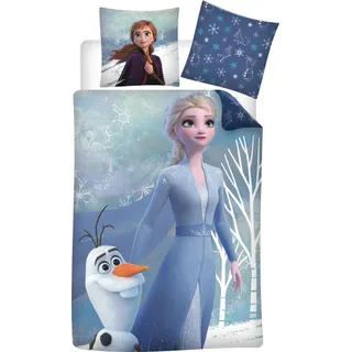 Disney Eiskönigin Elsa Anna Olaf Flanell Bettwäsche Set 135x200 cm