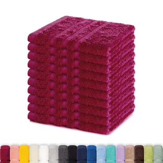 Lavea® 10er Seiftuch Set, 30 x 30 cm, 100% Baumwolle Frottier 500 g/m2, Gästehandtücher und kleine Waschlappen, pflegeleicht 60 °C, Frottierserie Elena, ideal für Bad und Gäste WC, Bordeaux