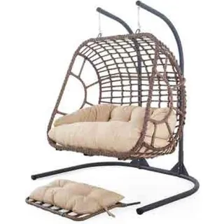 Hängekorb Schaukel Gartensessel Hängesessel Hängeschaukel Sessel Hängestuhl - Beige