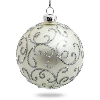 SIKORA Highlights 4er Set ausgefallene Christbaumkugeln besondere Weihnachtskugel Christbaumschmuck aus Glas Silber, Farbe | Modell:Modell Florenz Silber, Höhe in cm:8 cm