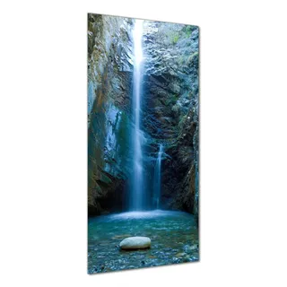 Wallario selbstklebende Duschrückwand 70 x 180 cm mit Motiv Wasserfall bei Sonneneinfall - Wandverkleidung mit Hochglanzlaminat in Glasoptik