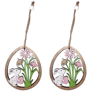 Osterhase IN Ei Dekoration 9cm 2 Packung Pink Wandbehang Zimmer Ornament