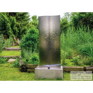 KÖHKO® Wasserwand "Libro XL" mit LED-Beleuchtung Höhe ca. 182 cm Springbrunnen mit Edelstahlbecken 23007