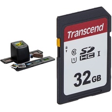 Technaxx DigiScan DS-02 Scanner für Negativfilme und Diafilme (SD-Kartenslot, 6,1 cm (2,4 Zoll) TFT-Display, USB 2.0) & Transcend Highspeed 32GB SDHC Speicherkarte Class 10, UHS-I U1 TS32GSDC300S-E