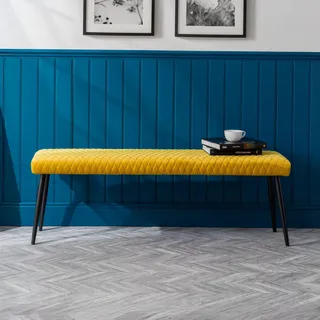 Julian Bowen Luxe Low Bench, Senfgelb, Höhe: 47, Breite: 140, Tiefe: 37cm