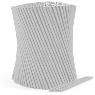 wisefood Papierstrohhalme Einweg - 100 Stück Ø 8mm x 14,5cm - weiß - stabile Trinkhalme aus Papier, kompostierbar & biologisch abbaubar - 100% plastikfrei, umweltfreundlich