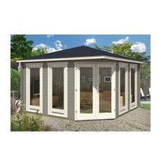 Finntherm Gartensauna Maja ISO Naturbelassen 425 cm x 425 cm Wandstärke 44 mm