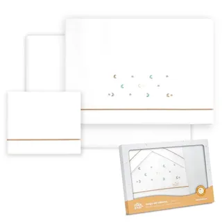 Interbaby Baby-Bettwäsche aus Baumwolle – Auto/Moses/Babywanne – Stern Mond Mehrfarbig – 3-teiliges Set – Spannbettlaken + Bettbezug + Kissenbezug