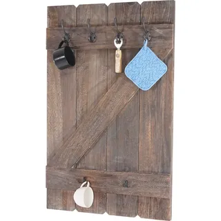 Tassenhalter HWC-D13, Hängeregal Tassenbrett Wandboard, 6 Haken 91x60cm braun shabby - Braun