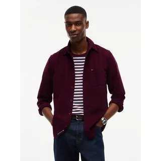 Langarmhemd TOMMY JEANS "REGULAR BABY CORDUROY SHIRT", Herren, Gr. M (48/50), N-Gr, calypso berry, Web, Obermaterial: 100% Baumwolle, regular fit normal, Rundhals, eingesetzt Manschette, Hemden Langarmhemd, Regular fit mit Brusttasche