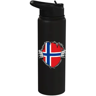 Norwegen Truhe Norwegische Flagge Norwegischer Stolz Norwegische Wurzeln Stainless Steel Insulated Water Bottle