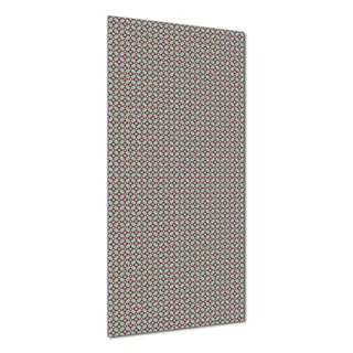 Wallario selbstklebende Duschrückwand 80 x 190 cm mit Motiv Muster mit Kreuzen, Kreisen und Vierecken, in rot, braun und grün - Wandverkleidung mit Hochglanzlaminat in Glasoptik