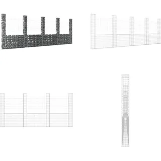 vidaXL Gabionenkorb U Form mit 5 Säulen Eisen 500x20x200 cm - Gabionenkorb - Gabionenkörbe - Gabione - Gabionenwand