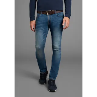 Slim-fit-Jeans BRUNO BANANI "Grady", Herren, Gr. 33, Länge 34, blau, Obermaterial: 70% Baumwolle, 28% Polyester, 2% Elasthan, unifarben, schmal lang, Jeans Slim-fit-Jeans, schmale Beinweite, niedrige Leibhöhe, figurbetonte Silhouette
