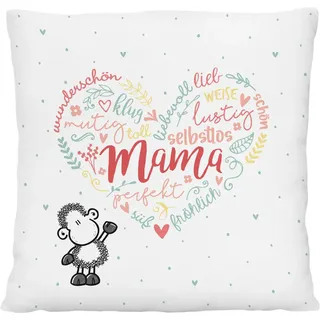 Sheepworld Plüschkissen Mama Herz | kleines Zierkissen, 25 cm x 25 cm, 100% Polyester | Geschenk für Muttertag, Dekoartikel | 74614