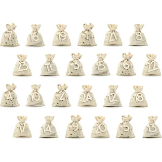 Adventskalender Säckchen, 24 teilig - Creme