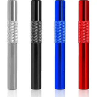 ZMZaoan 4 Stück Ziehröhrchen Set Metallrohr 7Cm Wiederverwendbarer Metallstrohhalme Tragbarer Strohhalm Premium-Strohhalm Für Schwarz Silber Rot Blau