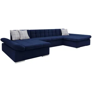 Mirjan24 Eckcouch U-Form 7-Sitzer Magic Velvet Blau