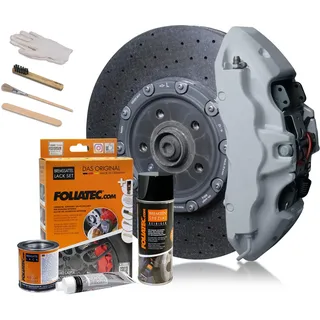 Foliatec Bremssattel Lack Set, Hitzebeständig, Komplettsatz für 4 Bremssättel, circuit grey, 7-teiliges Set
