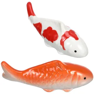 Veemoon 2 Stück Schwimmende Deko Fische,3.9 Zoll Künstliche Fische für Teich Koi-Fischstatue für Aquarien Teichbrunnen Feengarten Dekoration