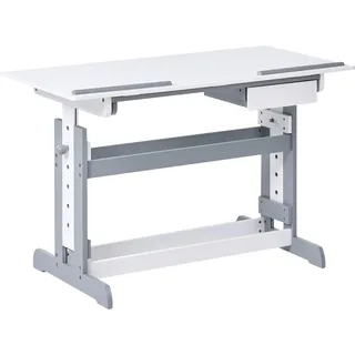 BELIANI Kinderschreibtisch Weiß / Grau MDF Manuell Höhenverstellbar 110 cm für Lernen Hausaufgaben Steh Sitz Tisch für Kinderzimmer - Weiß, Grau