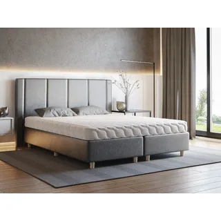 Polsterbett ALMA inkl. Taschenfederkernmatratze Salsa, 200 x 200 cm, Doppelbett mit Bettkasten und Lattenrost aus Holz, Velourstoff: Schwarz - Schwarz
