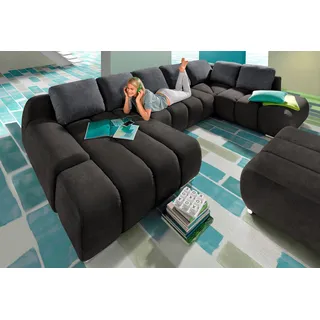 Home Affaire Wohnlandschaft »Bono U-Form« wahlweise mit Bettfunktion, schwarz