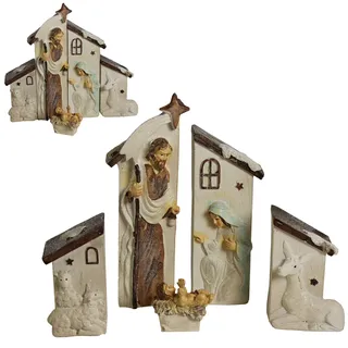 Winterwunderland Weihnachten Krippe Maria Josef & Baby Jesus - 5 Teiliges Set