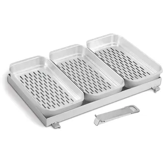 Enders® Edelstahl Pfanne + Körbe - Set für Urban II/Explorer II, inklusive DREI Schalen, Gemüsepfanne, Grillzubehör, BBQ, Grillkorb, Grillschale, Grillpfanne, hitzebeständig, Edelstahl, #2110