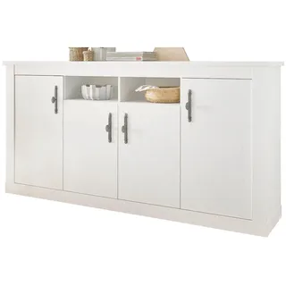 Furn.Design Sideboard weiß Pinie Landhaus, Kommode 201 cm, Soft-Close-Funktion , Holzwerkstoff , Nachbildung,Pinie , 6 Fächer , Rollen , 200x104x45 cm , Kleinmöbel, Kommoden, Sideboards