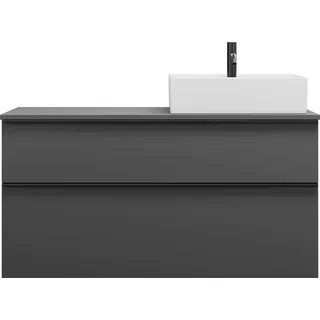 burgbad Eqio Keramik-Aufsatzwaschtisch quadratisch, rechts, inklusive Waschtischunterschrank mit 2 Schubladen, Breite 1200mm, SGUQ120RF6584C0001G0252