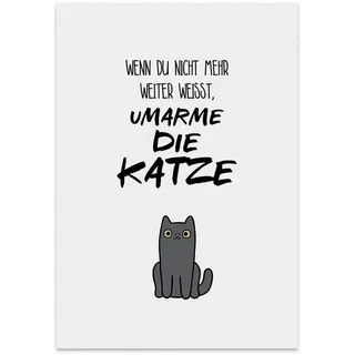 TypeStoff Kunstdruck, Poster mit Spruch – UMARME DIE KATZE – Typografie-Bild auf hochwertigem Karton - Plakat, Print, Wandbild - KD-00261-L