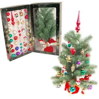 Krebs Glas Lauscha Weihnachtsbaum mit Kugeln, Figuren und Spitze - 50 Teile - inkl. Kugelaufhänger