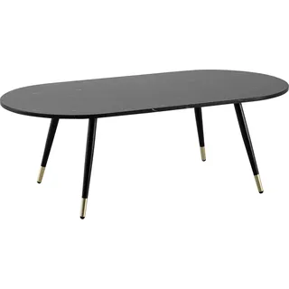 Manahee Design | Ovaler Couchtisch | Schwarz Marmor-Optik | 120x60x41,5 cm | MDF Tischplatte, Metallgestell - Schwarz, Gold