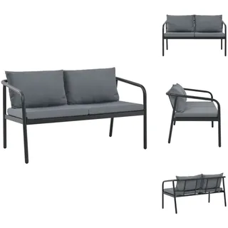 vidaXL 2-Sitzer-Gartenbank mit Auflagen Grau Aluminium - Gartensofas - Grau