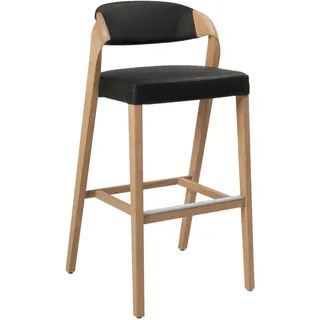 Voglauer Barhocker , Schwarz, Eichefarben , Holz, Leder , Echtleder , Rindleder , Eiche , massiv , konisch, eckig , 52x103x51.5 cm , Goldenes M, Made in Austria , Lederauswahl, Stoffauswahl , Esszimmer, Stühle, Hocker