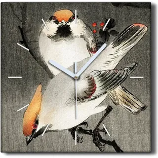 Coloray Hodiny Unikátní 30x30 cm Tiché hodiny Pro obývací pokoj a kuchy Nástnné hodiny Plátno erné ruiky hodin - Asie vtve pták