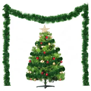 12 Meter Weihnachtsgirlande Weihnachten Grün Ø 13 cm - Künstliche Tannengirlande,Christmas Girlande Weihnachtsbaumschmuck Deko Lametta für Kaminsims,Treppe,Kamin, Weihnachts,Indoor,Outdoor