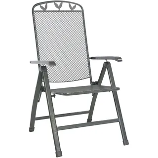 Greemotion Klappsessel Toulouse, Eisengrau, 5-Fach verstellbar | Klappsessel aus Streckmetall, für Terrasse, Balkon und Garten