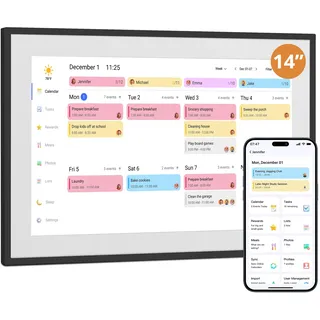 Dragon Touch Digitaler Kalender Wand 14 Zoll Schwarz