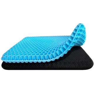 VAIYNWOM Gel Sitzkissen, Atmungsaktives Waben Sitzkissen Orthopädisch Gelkissen Für Zuhause Büro Auto, Mit Rutschfestem Stoffbezug, 42 * 37 * 3.5cm, Rechteck