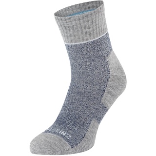 SEALSKINZ Morston Solo Allwetter-Socken, schnell trocknend, blau-hellgraumeliert-cremefarben, Größe L