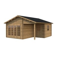 PALMAKO Blockbohlenhaus »Irene«, Holz, BxHxT: 564 x 321 x 598 cm (Außenmaße inkl. Dachüberstand) - braun