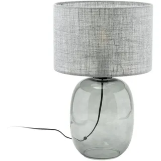 Licht-Erlebnisse Nachttischlampe E27 Ø 30 cm Rund 48 cm Hoch Stoff Glas Grau