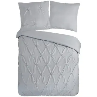 Bettwäsche , Hellgrau , Textil , Uni , 155x220 cm , bügelleicht , Heimtextilien, Bettwäsche & Leintücher, Bettwäsche, Sonstige Materialien