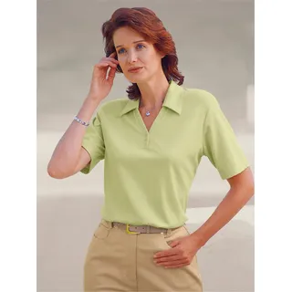 Poloshirt CLASSIC BASICS "Shirt", Damen, Gr. 48, grün (pistazie), 60% Baumwolle, 40% Polyester, unifarben, V-Ausschnitt, Shirts Poloshirt